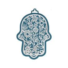Small Anodized Aluminum Hamsa with Flower Cutout Blue