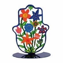 Emanuel Small Standing Hand Painted Hamsa Flowers-Hamsa