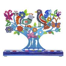 Laser Cut Handpainted Chanukah Menorah Birds & Butterflies