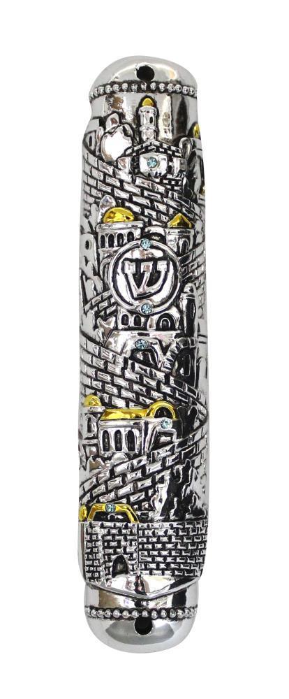 Polyresin Mezuzah 12cm- Jerusalem Motif