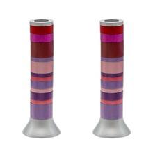 Large Anodized Candlesticks-Full Rings Reds