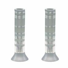 Large Anodized Candlesticks-Full Rings Silver