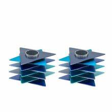 Magen David Candlesticks Blue