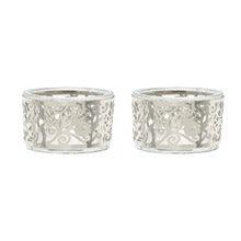 Pair T-Light Candlestick-Metal Cutout Pomegranate Silver