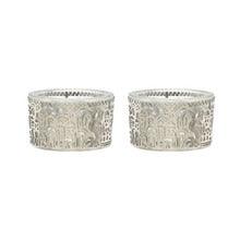 Pair T-Light Candlestick-Metal Cutout Jerusalem Silver