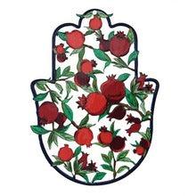 Small Enamel Lacquer Hamsa  Pomegranates-Red