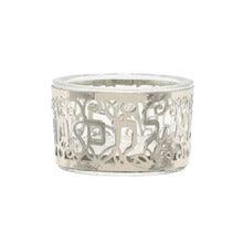 Glass Salt Dish-Metal Cutout Pomegranate Silver