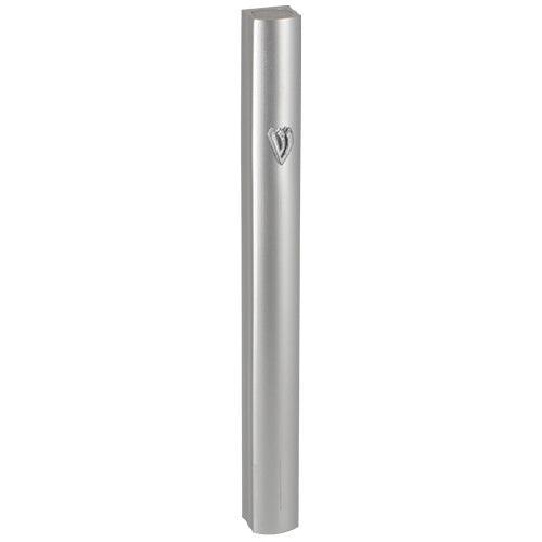 Aluminum Mezuzah 10 Cm - Special Profile, Matte Silver With Metal "shin"