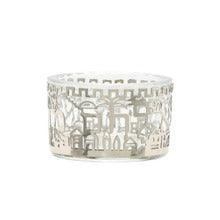 Glass Salt Dish-Metal Cutout Jerusalem Silver