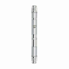 Anodized Cylinder Mezuzah Case Wide Stripes Silver
