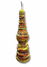 Torch Shape Havdallah Candle Drip Wax Design  Rainbow Green