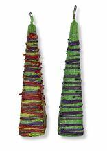 Pyramid Shape Havdallah Candle Drip Wax Design Green Base