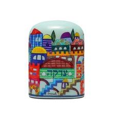 Emanuel Metal Painted Tzedakah Box Jerusalem Light