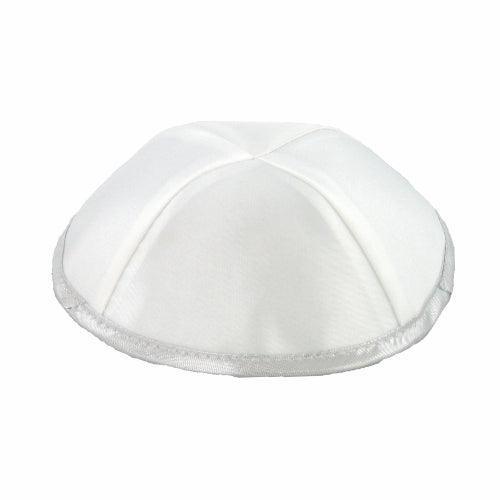 Satin Kippah 20 cm- White With Silver Line