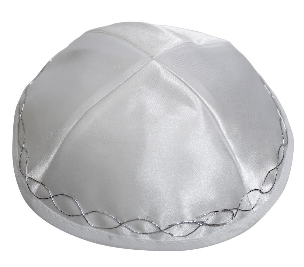 White Satin Kippah 19 Cm- Ornaments
