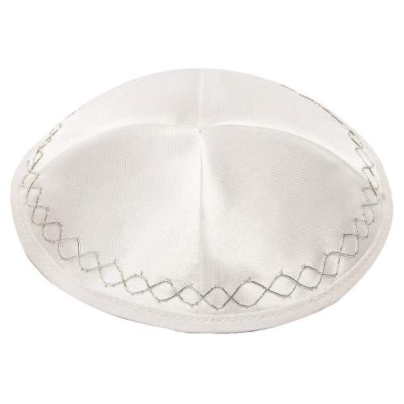 White Satin Kippah 16 Cm
