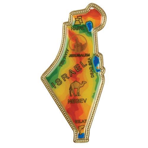 Metal Hamsa Magnet 3*7cm, Multicolored- Map Of Israel