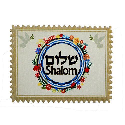 Ceramic  Magnet 8x6 Cm -  Shalom In Beige