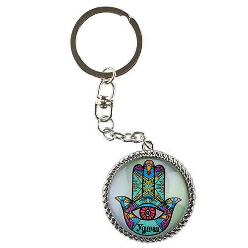 Metal With Epoxy Traveler's Prayer Key Chain 4 Cm "luck Hamsa"-  Russian