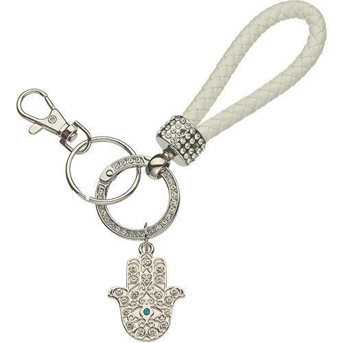 Nickel Hamsa Key Holder with Stone Inlay
