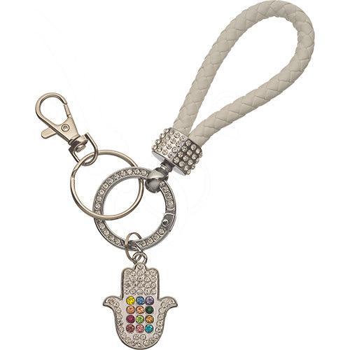 Nickel Hamsa Key Holder with Stone Inlay