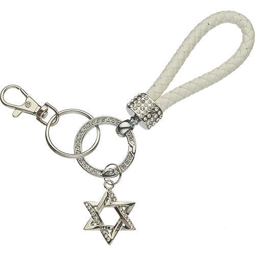 Nickel Magen David Key Holder with Stone Inlay