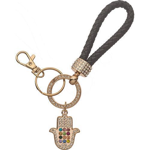 Metel Hamsa Key Holder with Stone Inlay