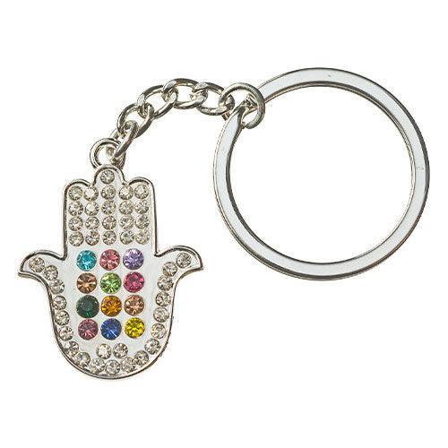 Nickel Hamsa Key Holder with Stone Inlay