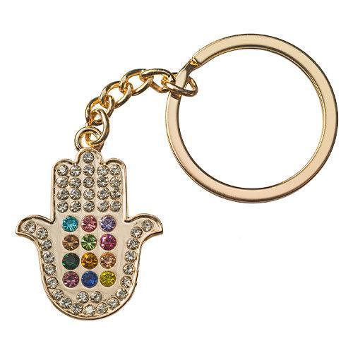 Nickel Hamsa Key Holder with Stone Inlay
