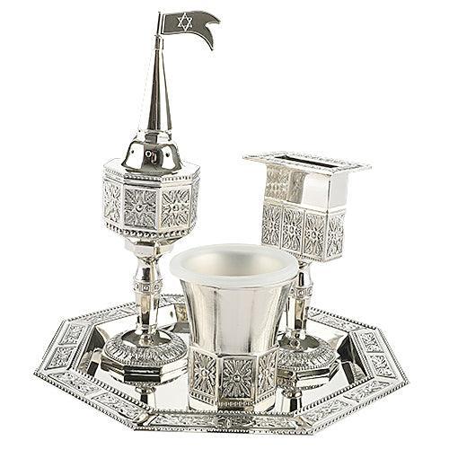 Nickel Octagon Havdalah Set 4 Pcs