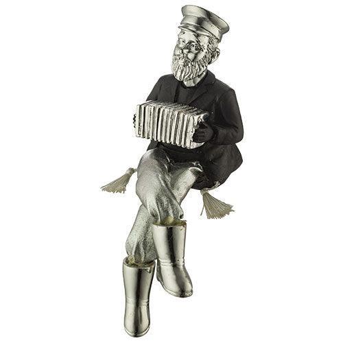 Polyresin Kleizmer with Cloth Legs Playing Accordion 19 cm