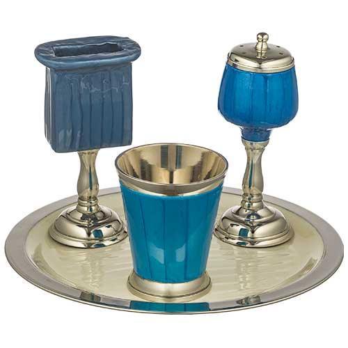 Aluminium Havdalah Set 23*14cm - Blue