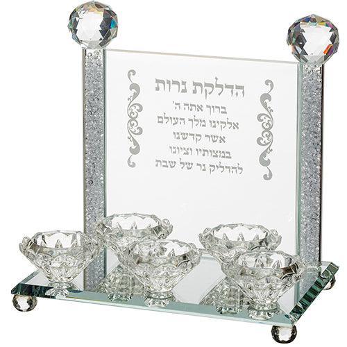Crystal 5 Brenches Candlesticks 22X20 cm with Candle Lighting Blessing