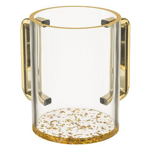 Perspex Clear Washing Cup 13 cm - Gold Sparkles