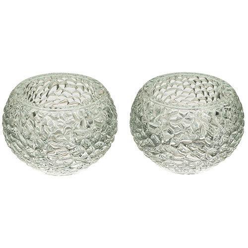 Pair of Glass Candlesticks - 5 cm