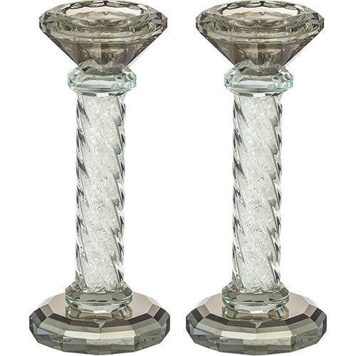 Crystal Candlesticks 16.5 cm with Stones