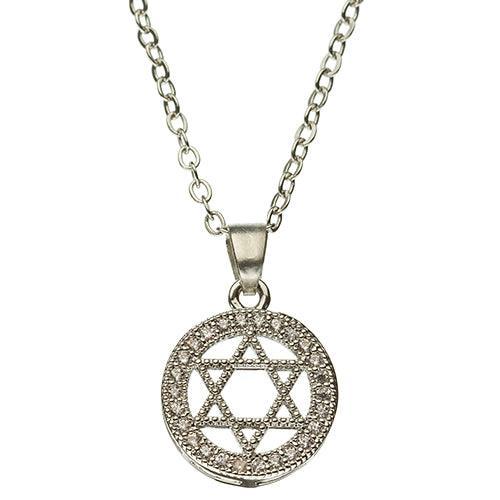 Nickel Necklace- Magen David with Stones 1.5 cm