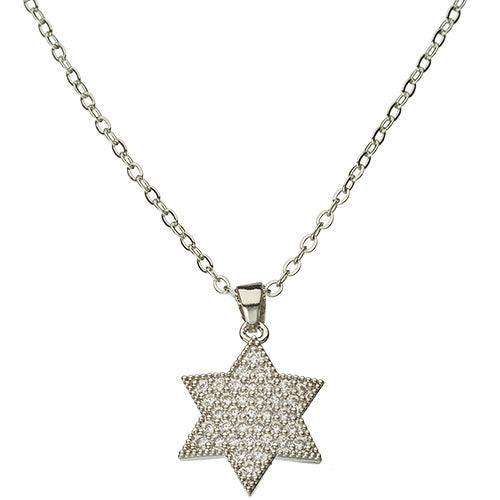 Nickel Necklace- Magen David with Stones 2 cm