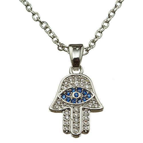 Nickel Necklace- Hamsa with Stones 1.5 cm