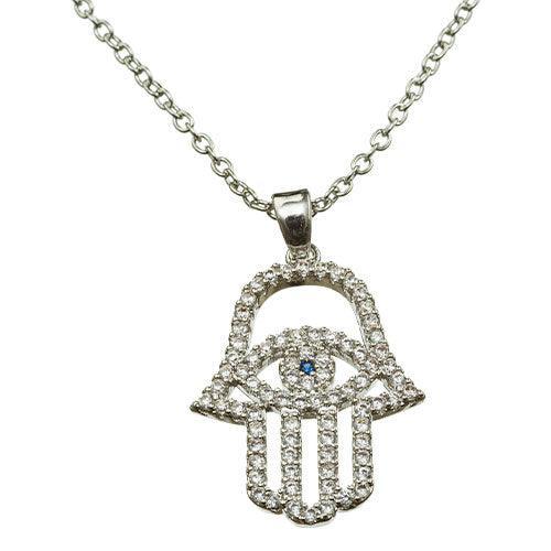 Nickel Necklace- Hamsa with Stones 2.5 cm