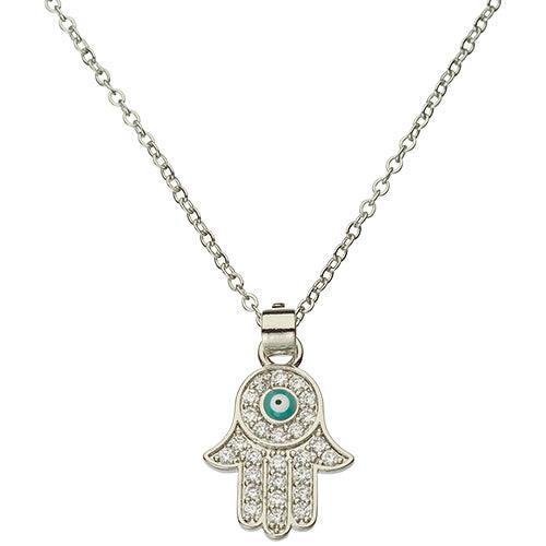 Nickel Necklace- Hamsa with Stones 2 cm