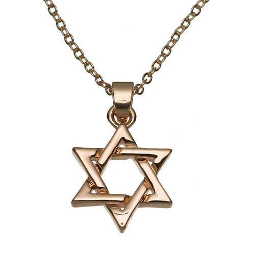 Metal Necklace- "Golden Rose" Magen David 2 cm