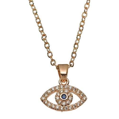 Metal Necklace- "Golden Rose"  "Eye" with Stones 1 cm