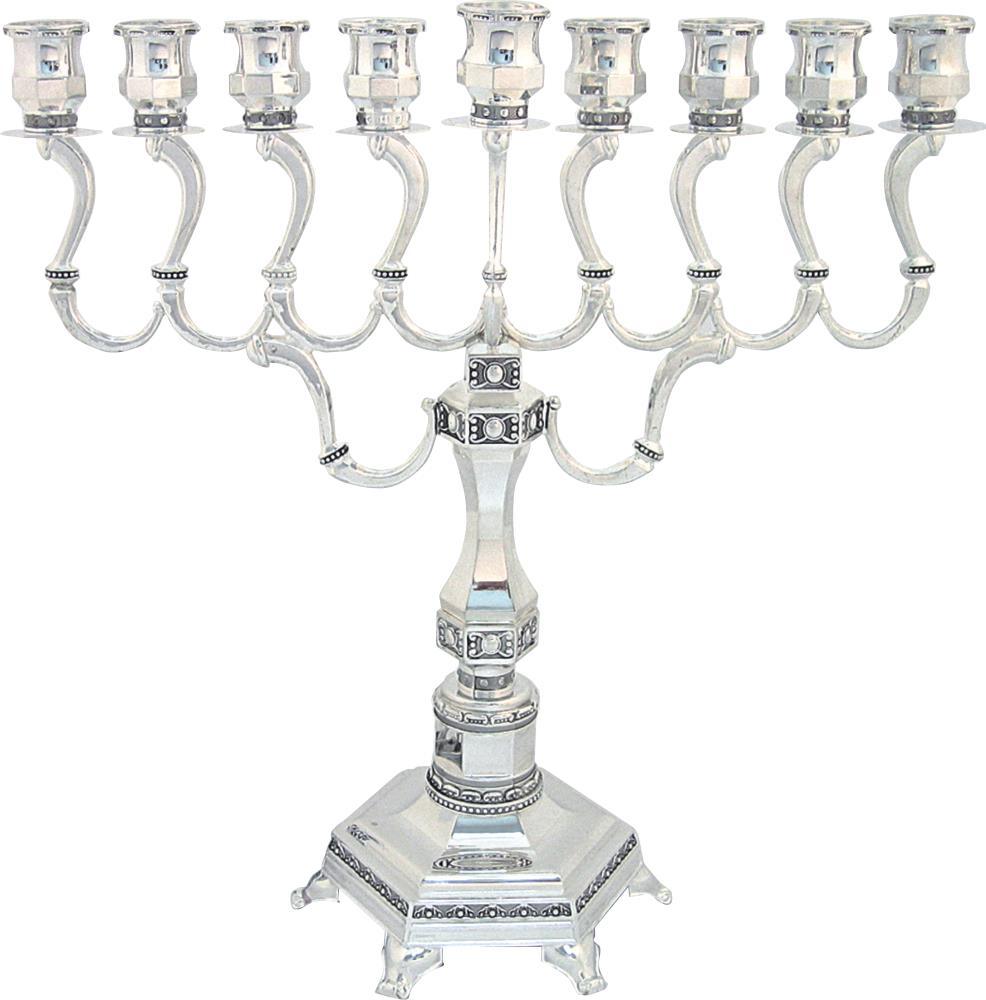 Elegant Silver Plated &quot;diamond&quot; Menorah 36 Cm