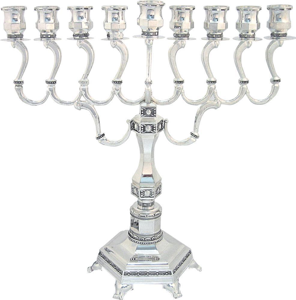 Elegant Silver Plated "diamond" Menorah 36 Cm