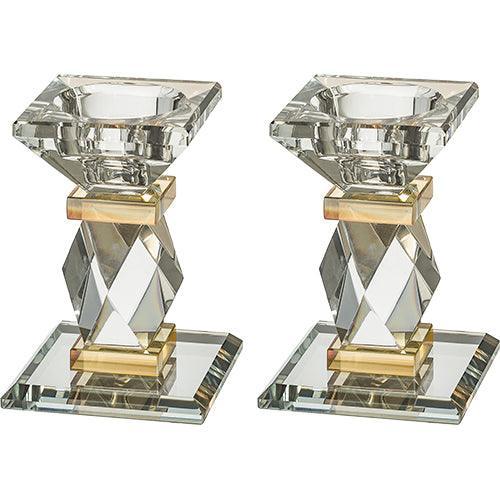 Pair of Crystal Elegant Candlesticks 10 cm
