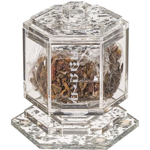 Perspex Besamim Holder 7.5 cm - Silver Glitter