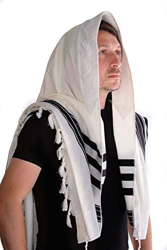 Cotton Tallis-Black Lines Size 70 (72" x 58")