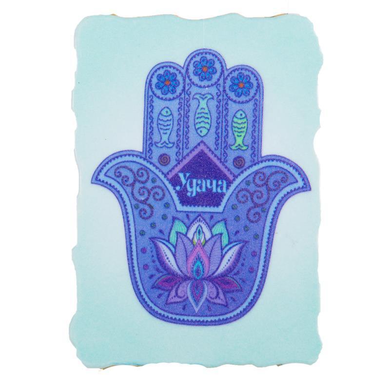 Plastic Hamsa Magnet 8*5.5 Cm- Russian, Blue Mazal