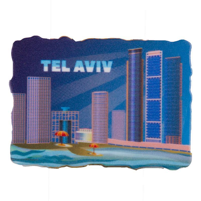 Plastic Colorful Magnet 8*5.5 Cm- English, Tel Aviv